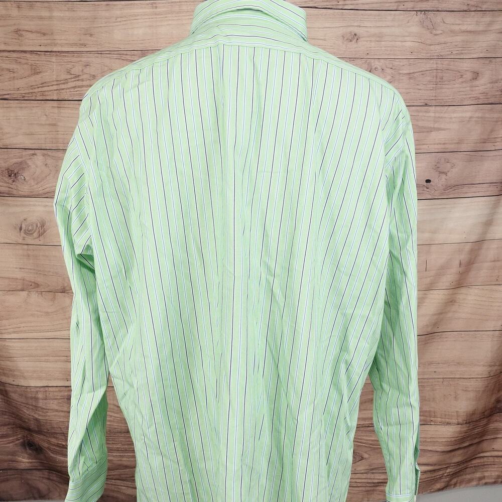 Lauren Ralph Lauren Shirt Mens 17.5 XL Green Blue Striped Non Iron L/S‎ -L1 - Picture 4 of 7